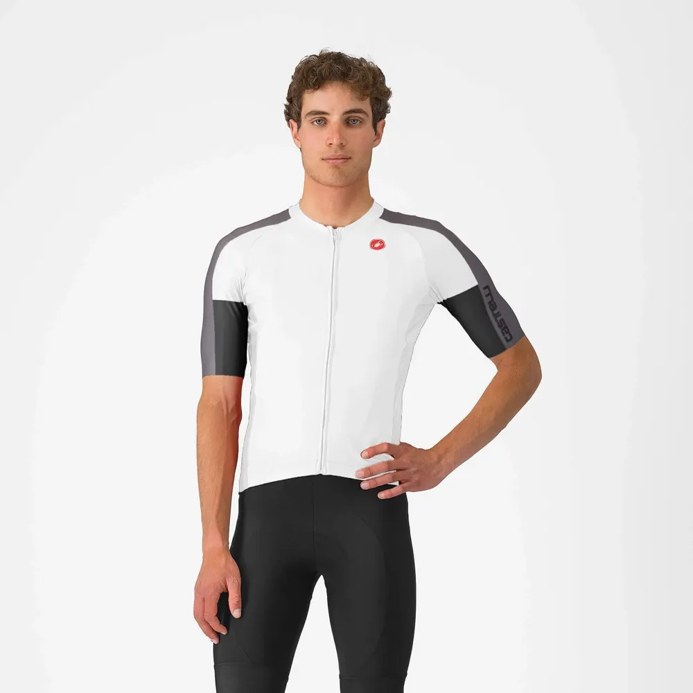 uPRISE Bikes Castelli Entrata 6 Men's Short Sleeve Jersey - Ivory/Smoky Grey/Black | Price match, 365 day return s, 18-Month Warranty, Finance Available & Free UK Delivery
