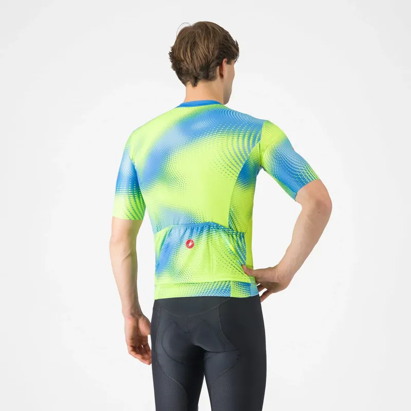 Castelli Vortice Men's Short Sleeve Jersey - Aquamarine/Electric Lime-1
