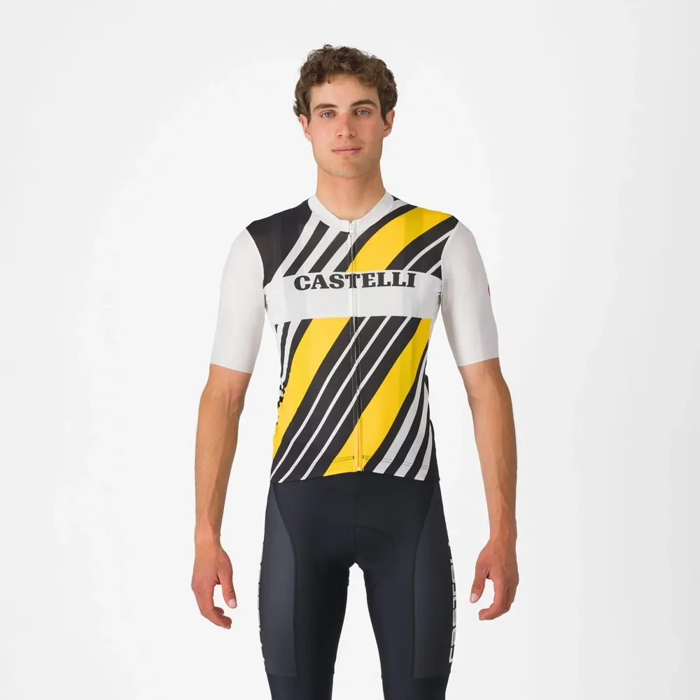 uPRISE Bikes Castelli Heritage Men's Short Sleeve Jersey - Black/White/Yellow | Price match, 365 day return s, 18-Month Warranty, Finance Available & Free UK Delivery