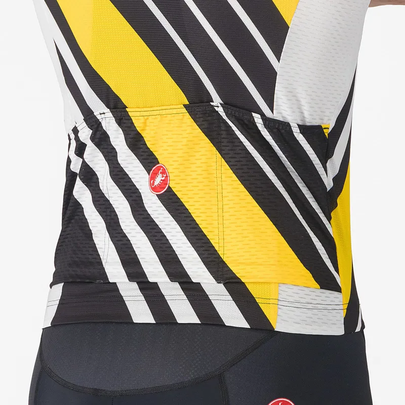 Castelli Heritage Men's Short Sleeve Jersey - Black/White/Yellow-4
