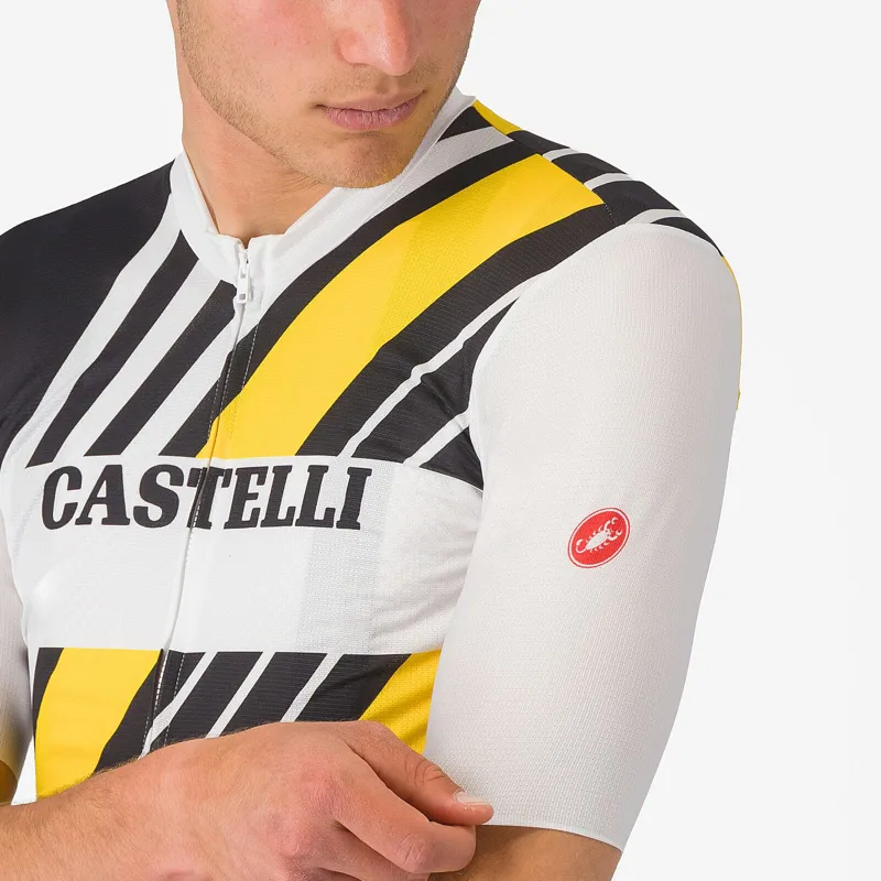 Castelli Heritage Men's Short Sleeve Jersey - Black/White/Yellow-3