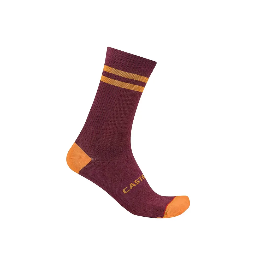 uPRISE Bikes Castelli Originale 18 Socks - Bordeaux/Vivid Orange | Price match, 365 day returns, 18-Month Warranty, Finance Available & Free UK Delivery