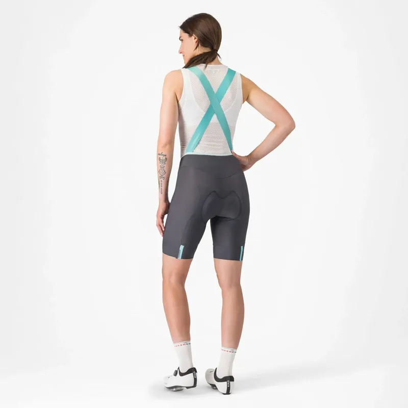 Castelli Prima 2 DT Women's Bib Shorts - Dark Grey/Pool Blue-1