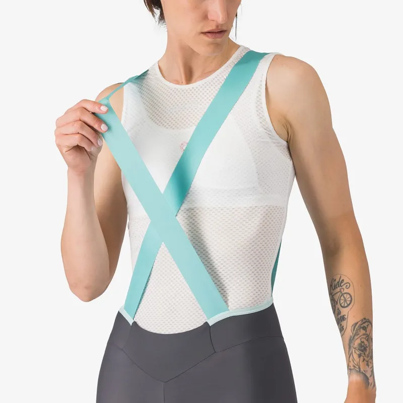 Castelli Prima 2 DT Women's Bib Shorts - Dark Grey/Pool Blue-2