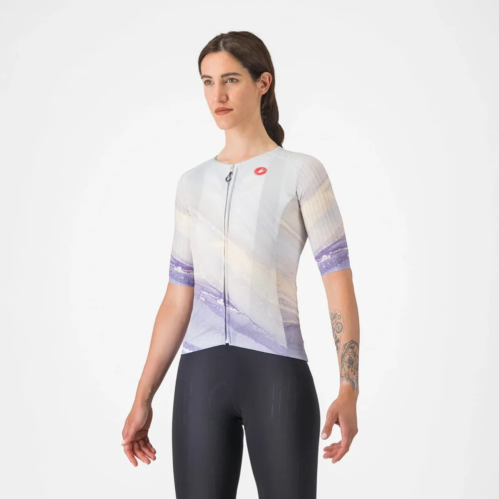 uPRISE Bikes Castelli Aero Pro 8S Women's Short Sleeve Jersey - Multicolour Purple | Price match, 365 day return s, 18-Month Warranty, Finance Available & Free UK Delivery