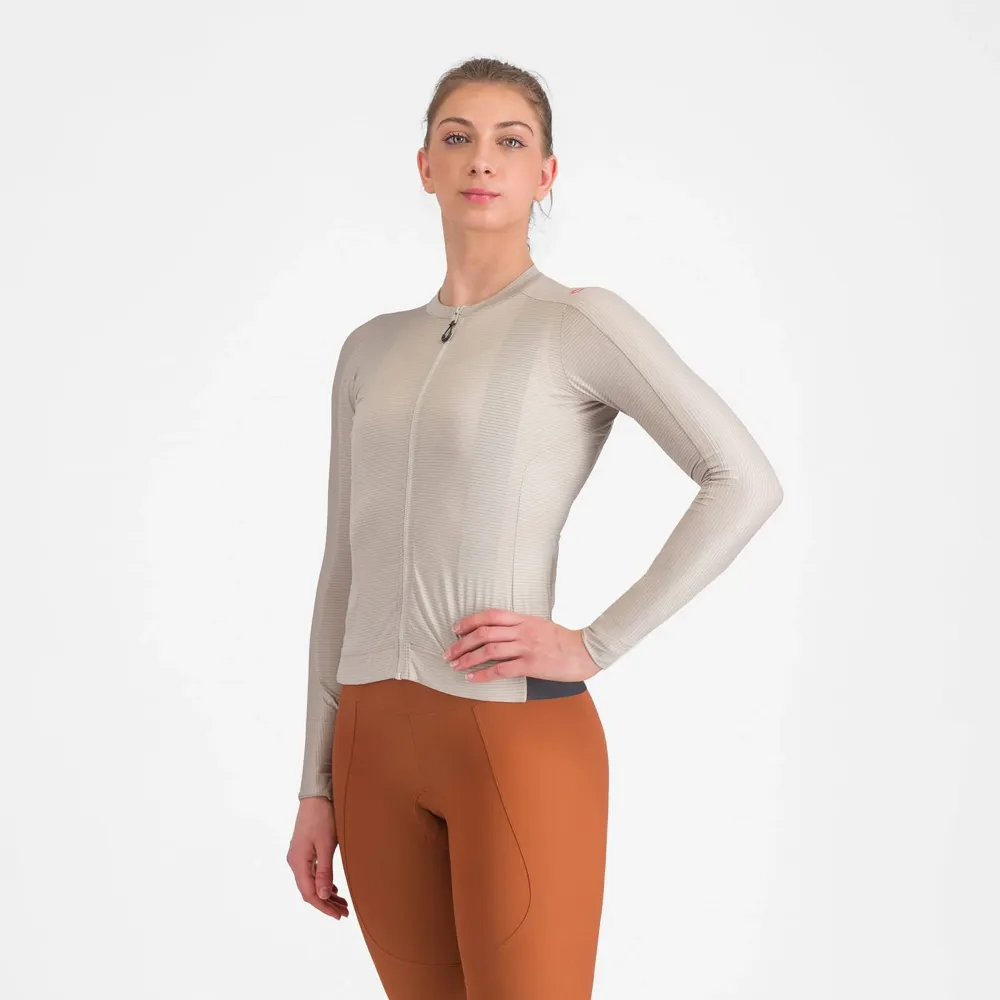 uPRISE Bikes Castelli Espresso Women's Long Sleeve Jersey - Silver Moon/Dark Grey | Price match, 365 day return s, 18-Month Warranty, Finance Available & Free UK Delivery