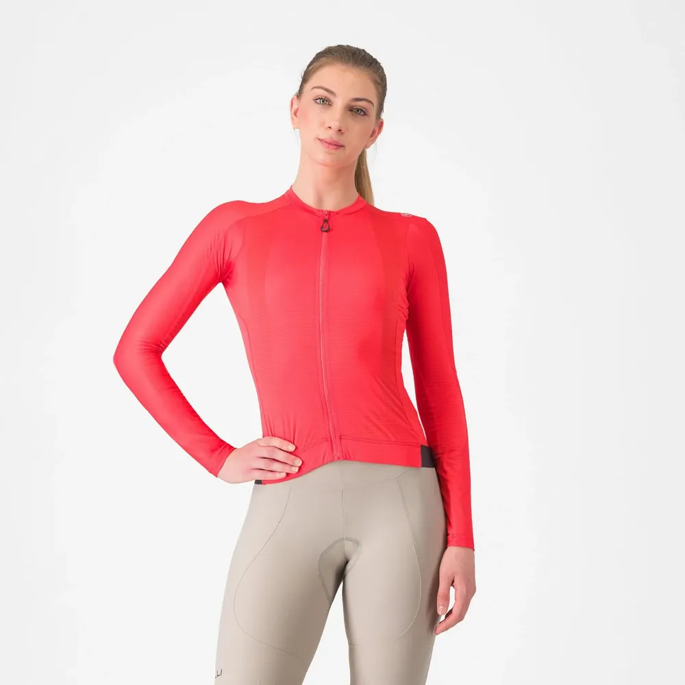 uPRISE Bikes Castelli Espresso Women's Long Sleeve Jersey - Hibiscus/Dark Grey | Price match, 365 day return s, 18-Month Warranty, Finance Available & Free UK Delivery