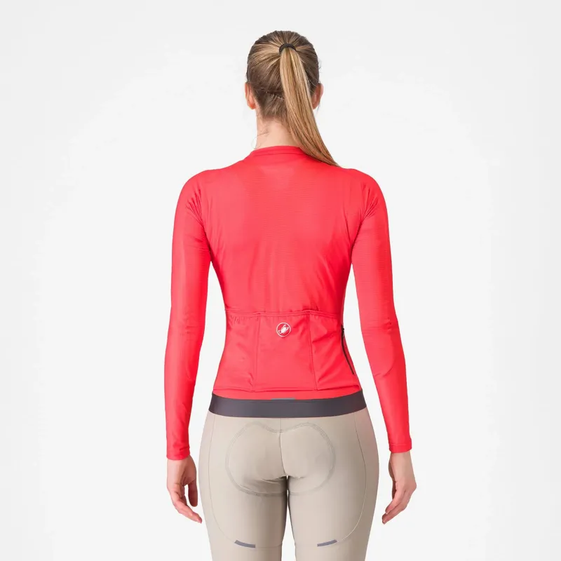 Castelli Espresso Women's Long Sleeve Jersey - Hibiscus/Dark Grey-1