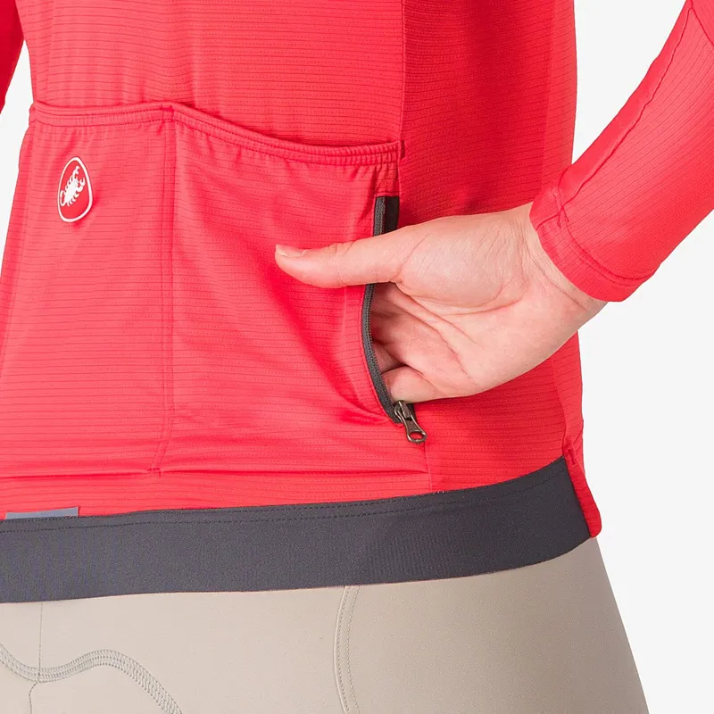 Castelli Espresso Women's Long Sleeve Jersey - Hibiscus/Dark Grey-4