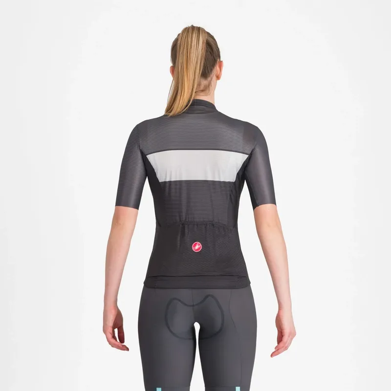 Castelli Elegante Women's Short Sleeve Jersey - Black/Silver/Dark Grey-1