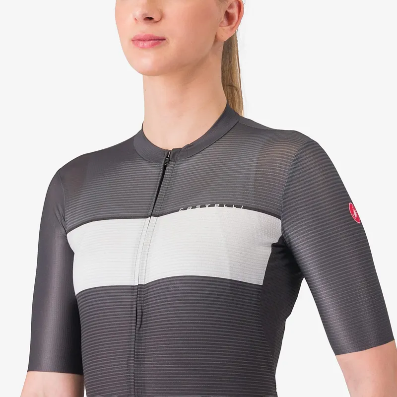 Castelli Elegante Women's Short Sleeve Jersey - Black/Silver/Dark Grey-2