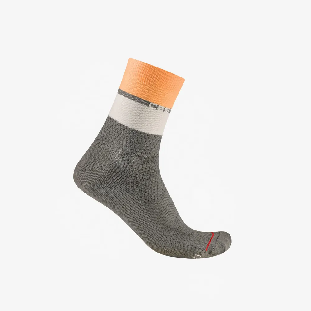 uPRISE Bikes Castelli Elegante 12 Women's Socks - Grey/Silver Moon/Soft Orange | Price match, 365 day return s, 18-Month Warranty, Finance Available & Free UK Delivery