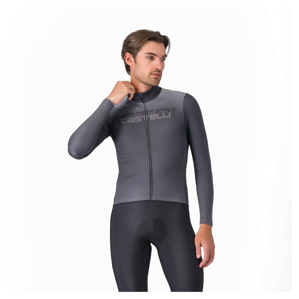 uPRISE Bikes Castelli Apice Thermal Men's Long Sleeve Jersey - Dark Grey/Silver | Price match, 365 day return s, 18-Month Warranty, Finance Available & Free UK Delivery