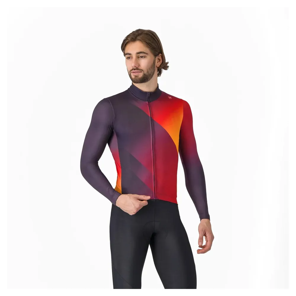 uPRISE Bikes Castelli Amplify Thermal Men's Long Sleeve Jersey - Night Shade/Red/Orange | Price match, 365 day return s, 18-Month Warranty, Finance Available & Free UK Delivery