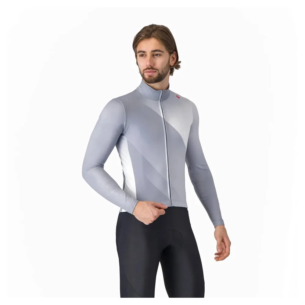 uPRISE Bikes Castelli Amplify Thermal Men's Long Sleeve Jersey - Vortex Grey/Silver/White | Price match, 365 day return s, 18-Month Warranty, Finance Available & Free UK Delivery