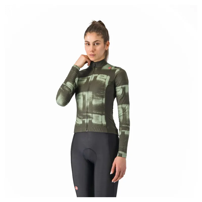 Castelli Blur Thermal Women's Long Sleeve Jersey - Deep Green/Green Pepper