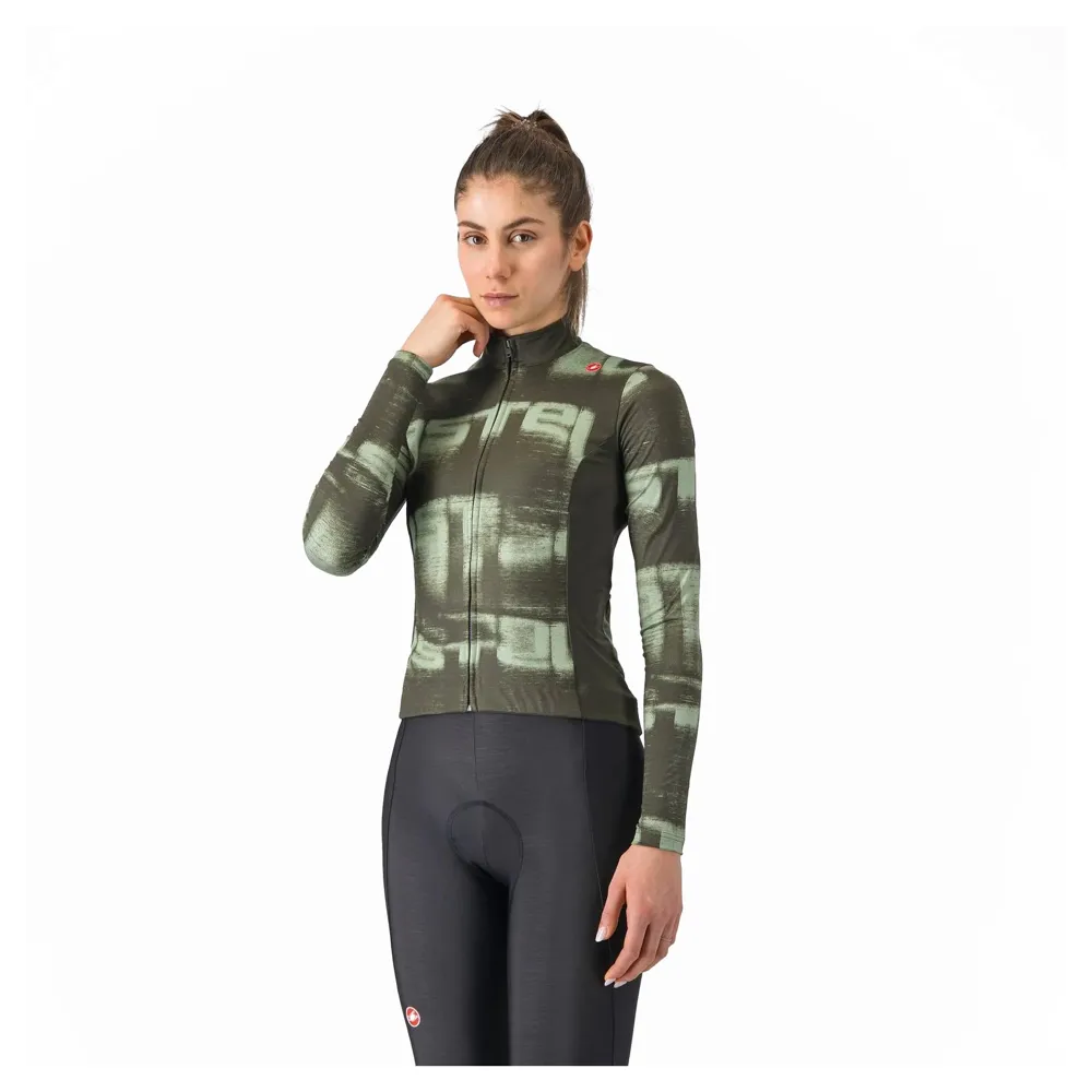 uPRISE Bikes Castelli Blur Thermal Women's Long Sleeve Jersey - Deep Green/Green Pepper | Price match, 365 day return s, 18-Month Warranty, Finance Available & Free UK Delivery