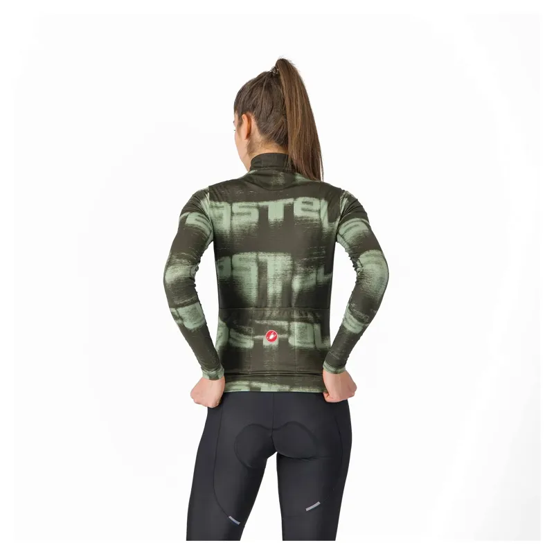 Castelli Blur Thermal Women's Long Sleeve Jersey - Deep Green/Green Pepper-1