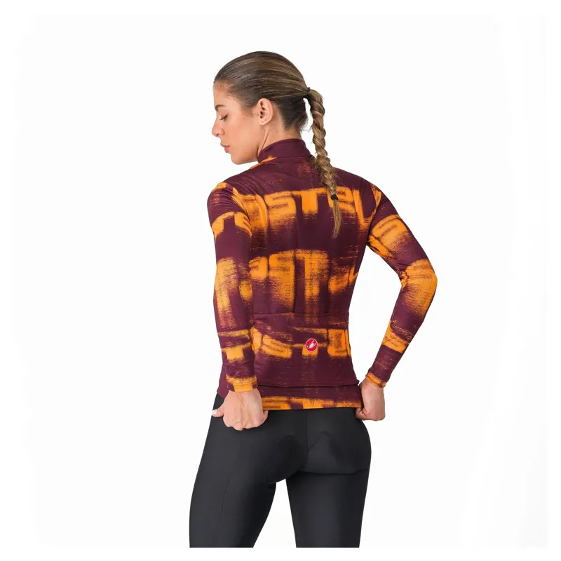 Castelli Blur Thermal Women's Long Sleeve Jersey - Deep Bordeaux/Vivid Orange-1