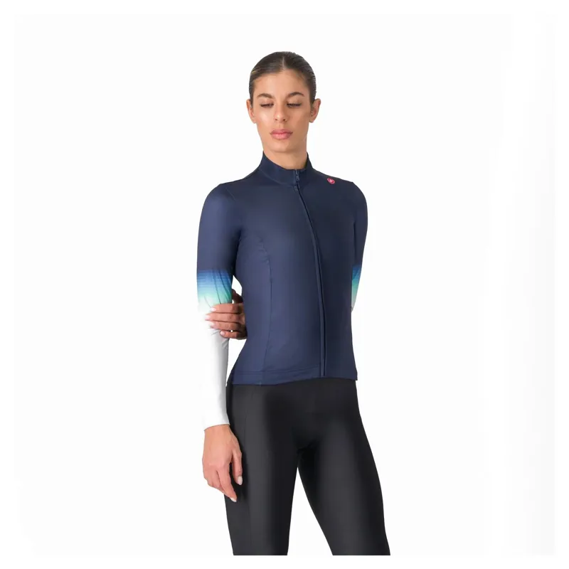 Castelli Corso Thermal Women's Long Sleeve Jersey - Belgian Blue/Silver/Blue