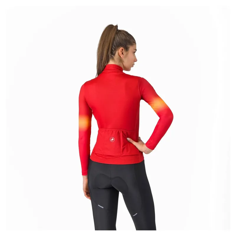 Castelli Corso Thermal Women's Long Sleeve Jersey - Rich Red/Hibiscus/Orange-1