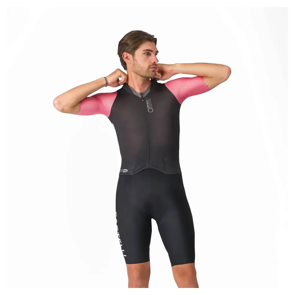 uPRISE Bikes Castelli Saturday Morning Men's Skin Suit - Black/Rosa Giro/Smoky Grey | Price match, 365 day returns, 18-Month Warranty, Finance Available & Free UK Delivery