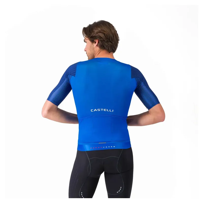 Castelli Aero Race 8S Men's Short Sleeve Jersey - Azzurro Italia-1
