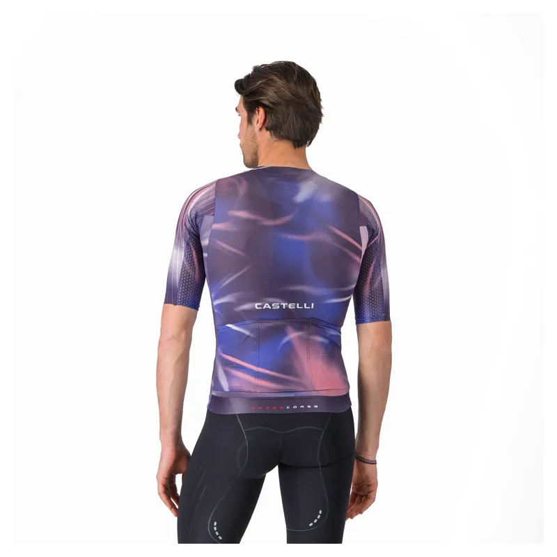 Castelli Aero Race 8S Men's Short Sleeve Jersey - Night Shade/Rosa Giro-1