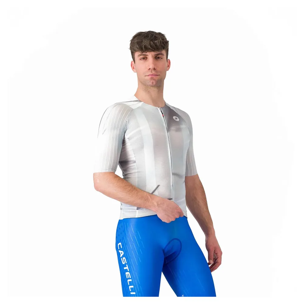 uPRISE Bikes Castelli Aero Race 8S Men's Short Sleeve Jersey - Silver Grey/Smoky Grey | Price match, 365 day returns, 18-Month Warranty, Finance Available & Free UK Delivery