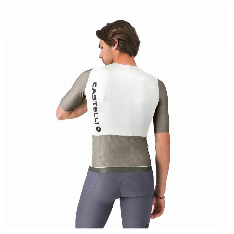 Castelli Corretto Men's Short Sleeve Jersey - Ivory/Clay/Black-1