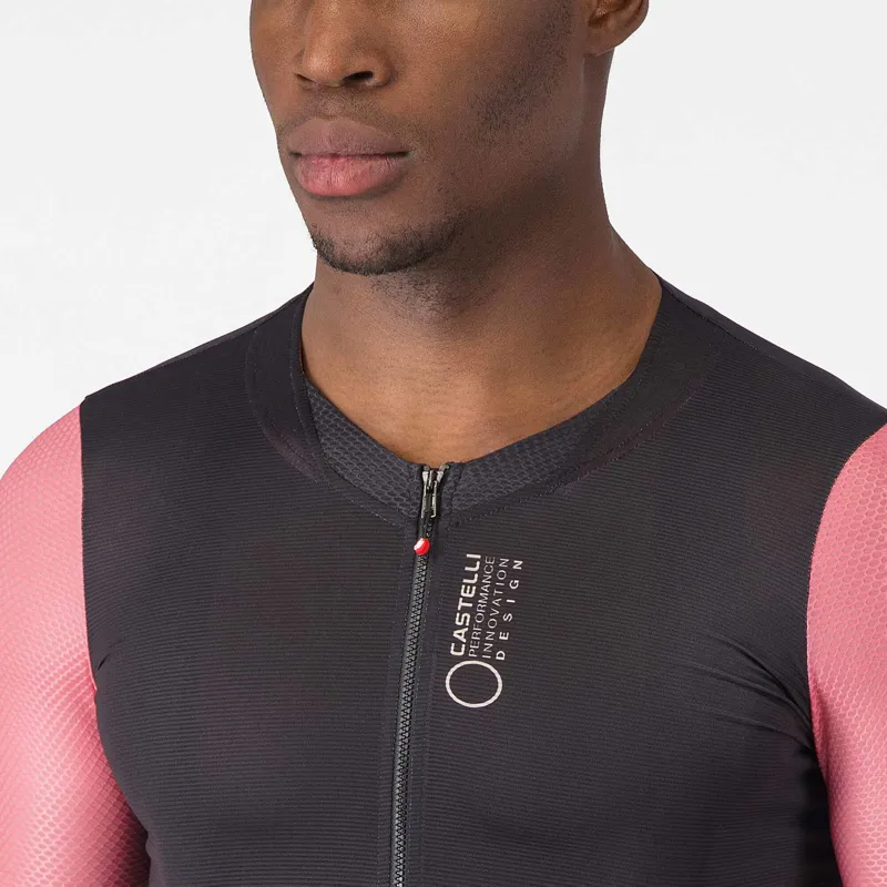 Castelli Corretto Men's Long Sleeve Jersey - Black/Rosa Giro/Silver Moon-2