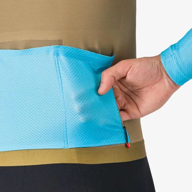 Castelli Corretto Men's Long Sleeve Jersey - Elmwood/Neon Blue/White-4