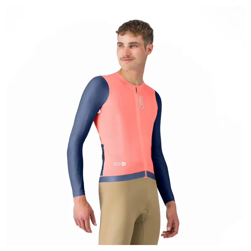 Castelli Corretto Men's Long Sleeve Jersey - Brilliant Pink/Belgian Blue