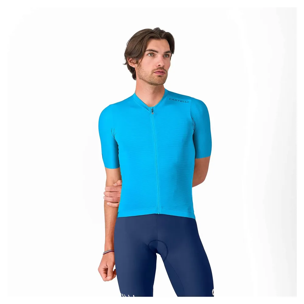 uPRISE Bikes Castelli Espresso 2 Men's Short Sleeve Jersey - Neon Blue | Price match, 365 day returns, 18-Month Warranty, Finance Available & Free UK Delivery