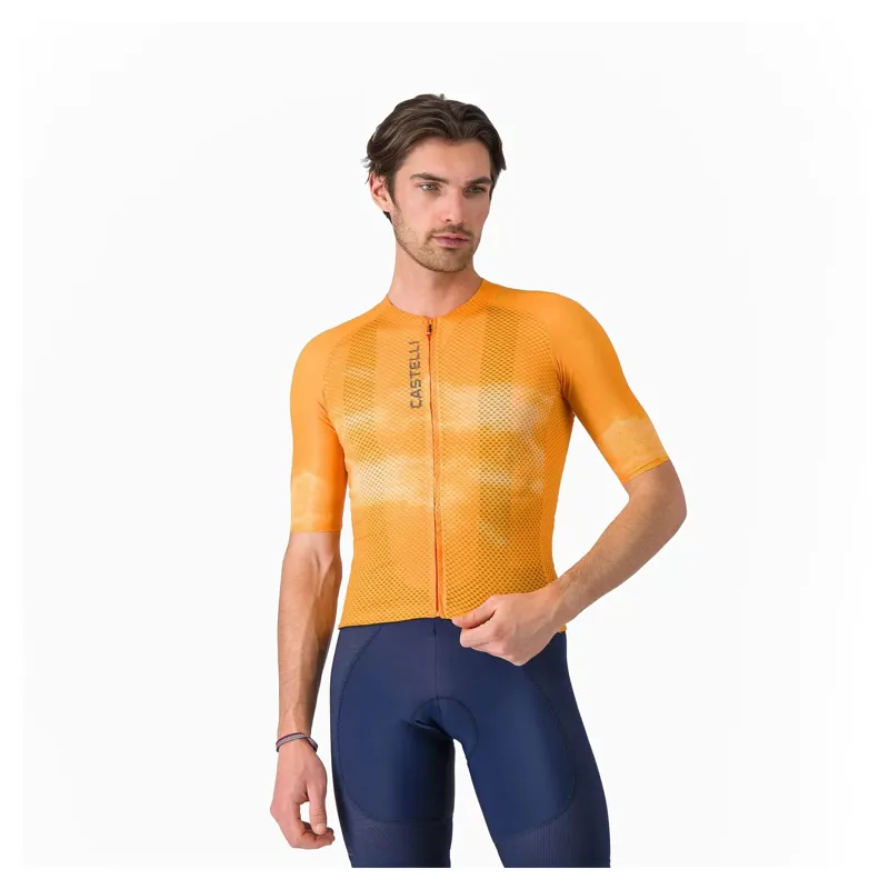 Castelli Climber's A/C Men's Short Sleeve Jersey - Vivid Orange/Smoky Grey