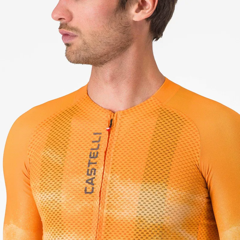 Castelli Climber's A/C Men's Short Sleeve Jersey - Vivid Orange/Smoky Grey-2
