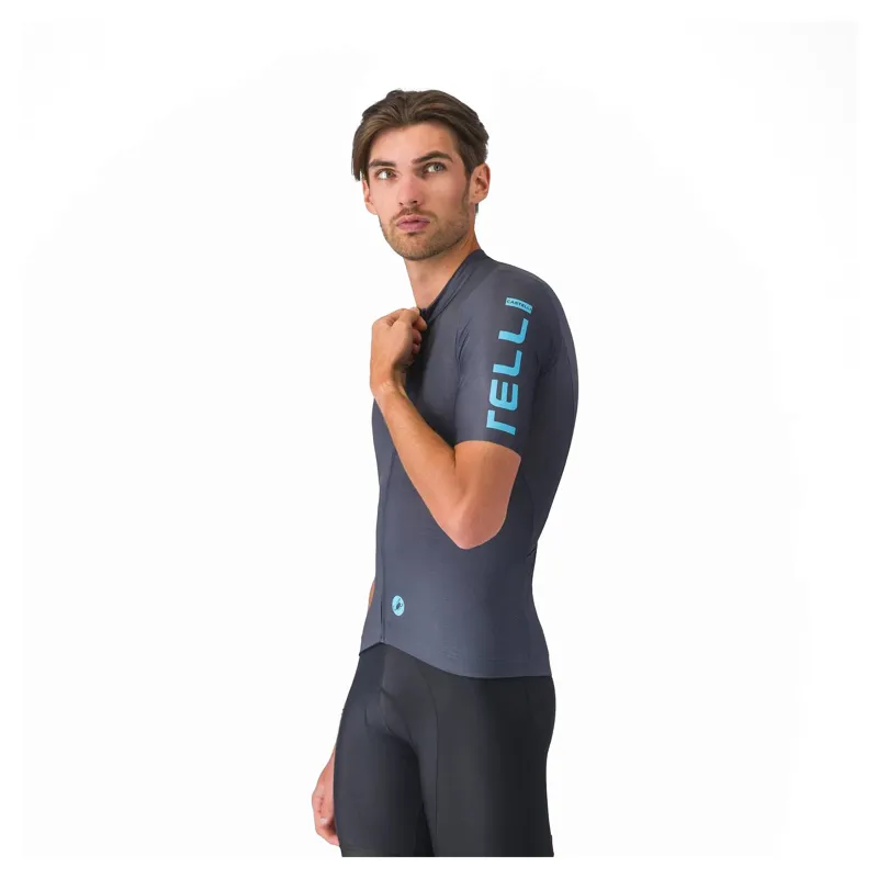 Castelli Entrata Apex Men's Short Sleeve Jersey - Twilight Blue/Neon Blue