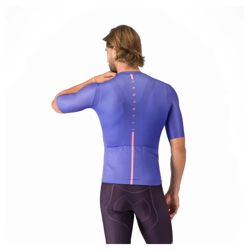 Castelli Drittone Logo Men's Short Sleeve Jersey - Ultraviolet/Rosa Giro-1