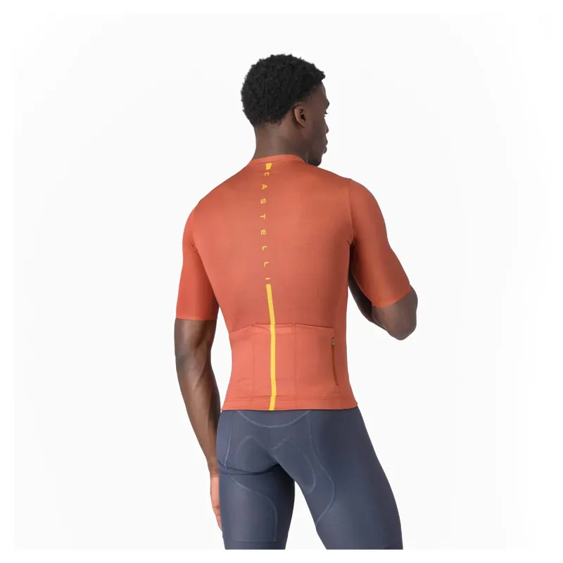 Castelli Drittone Logo Men's Short Sleeve Jersey - Paprika/Mango Mojito-1