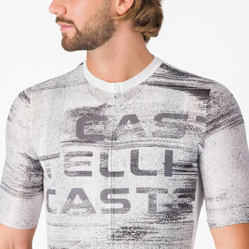 Castelli Stratus Logo Men's Short Sleeve Jersey - White/Smoky Grey-2