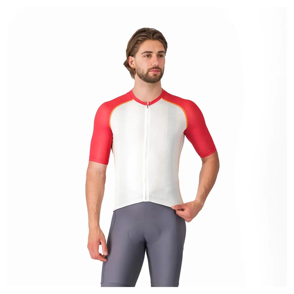 uPRISE Bikes Castelli Unlimited Endurance 3 Men's Short Sleeve Jersey - Ivory/Rich Red/Vivid Orange | Price match, 365 day returns, 18-Month Warranty, Finance Available & Free UK Delivery