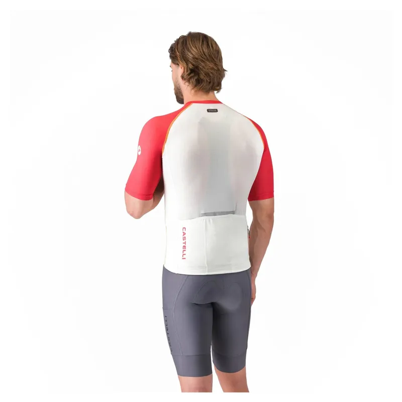 Castelli Unlimited Endurance 3 Men's Short Sleeve Jersey - Ivory/Rich Red/Vivid Orange-1