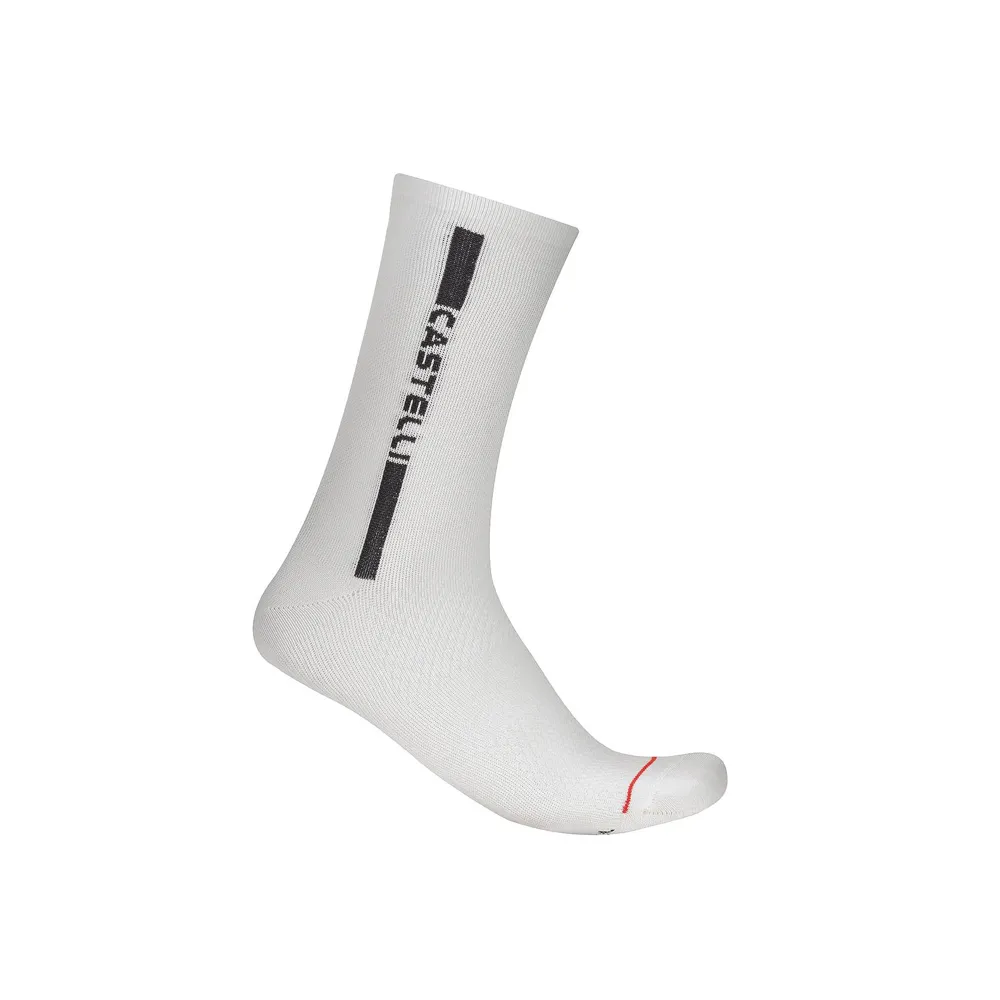 uPRISE Bikes Castelli Linea Logo 15 Socks - White/Black | Price match, 365 day returns, 18-Month Warranty, Finance Available & Free UK Delivery