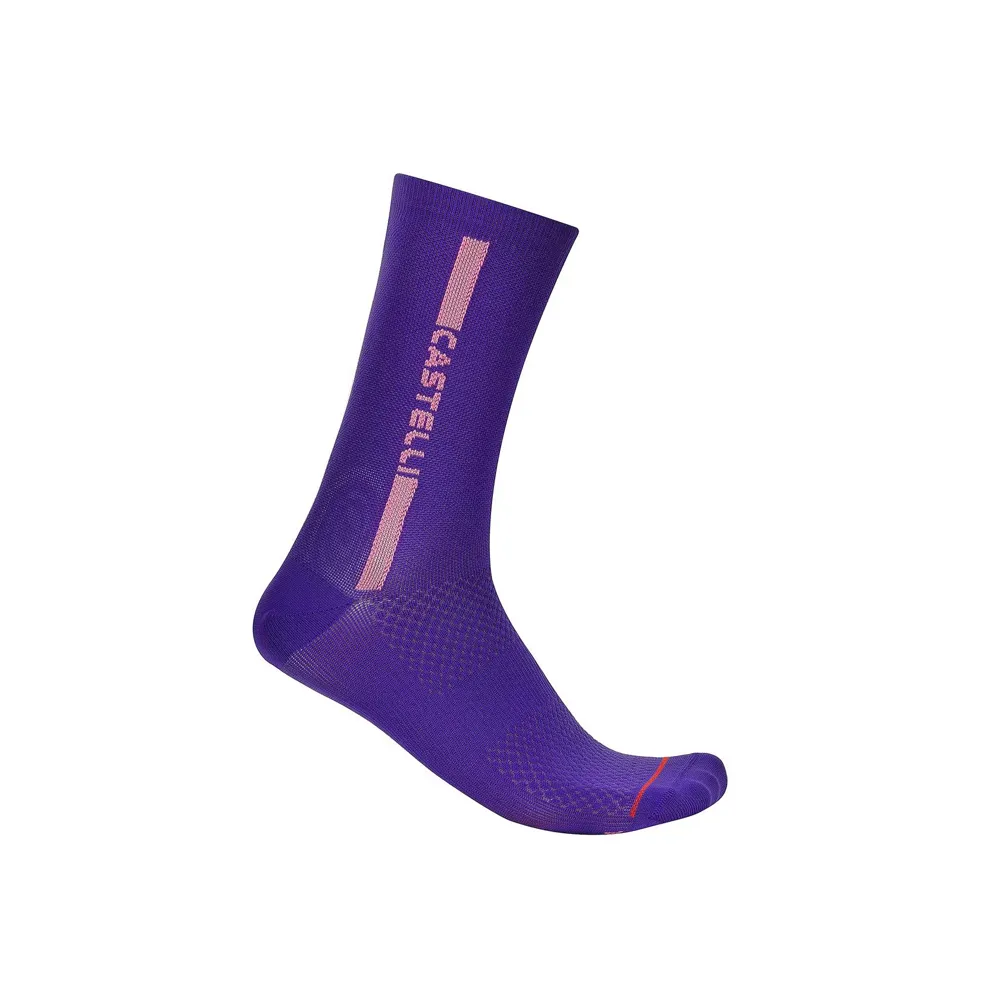 uPRISE Bikes Castelli Linea Logo 15 Socks - Ultraviolet/Rosa Giro | Price match, 365 day returns, 18-Month Warranty, Finance Available & Free UK Delivery