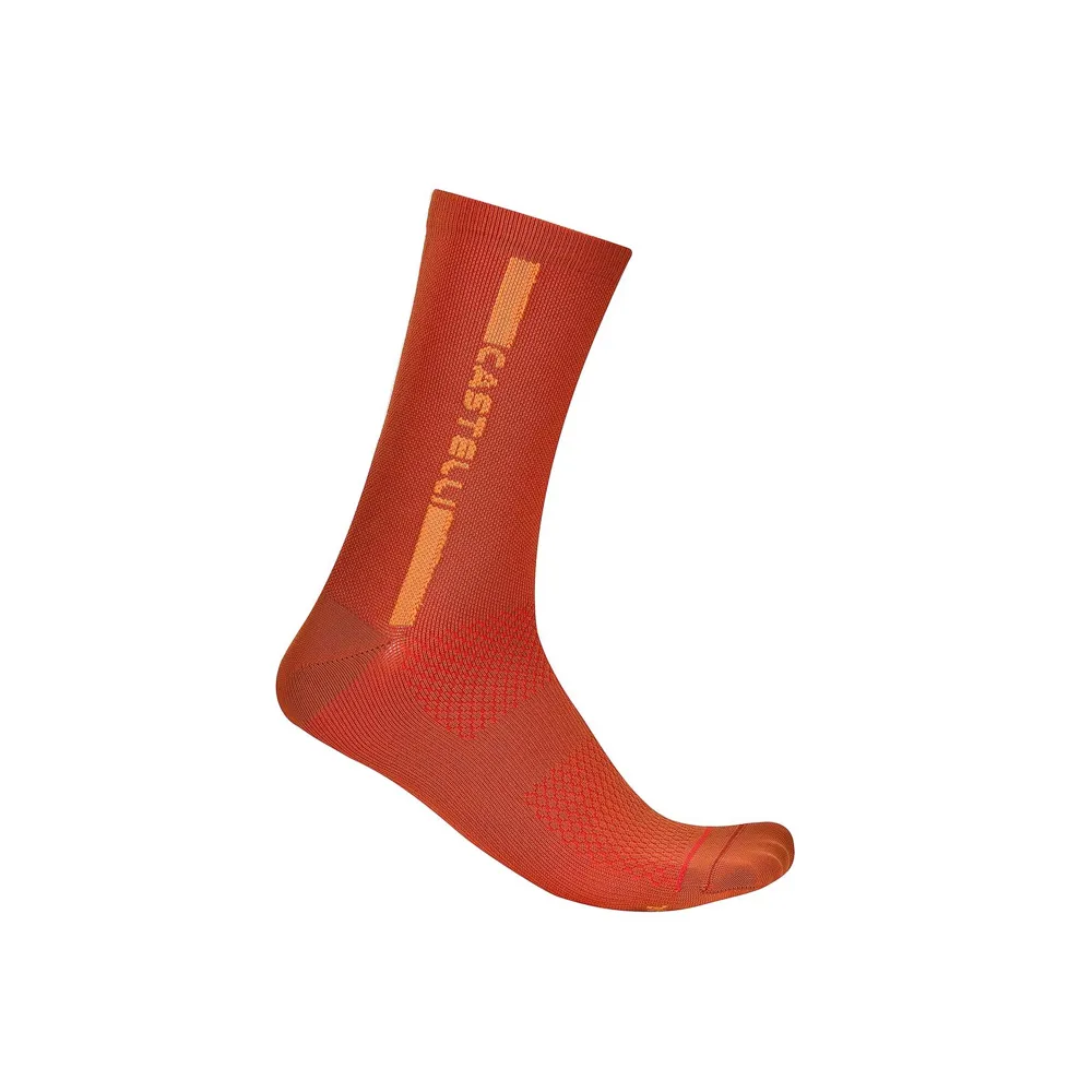 uPRISE Bikes Castelli Linea Logo 15 Socks - Paprika/Mango Mojito | Price match, 365 day returns, 18-Month Warranty, Finance Available & Free UK Delivery