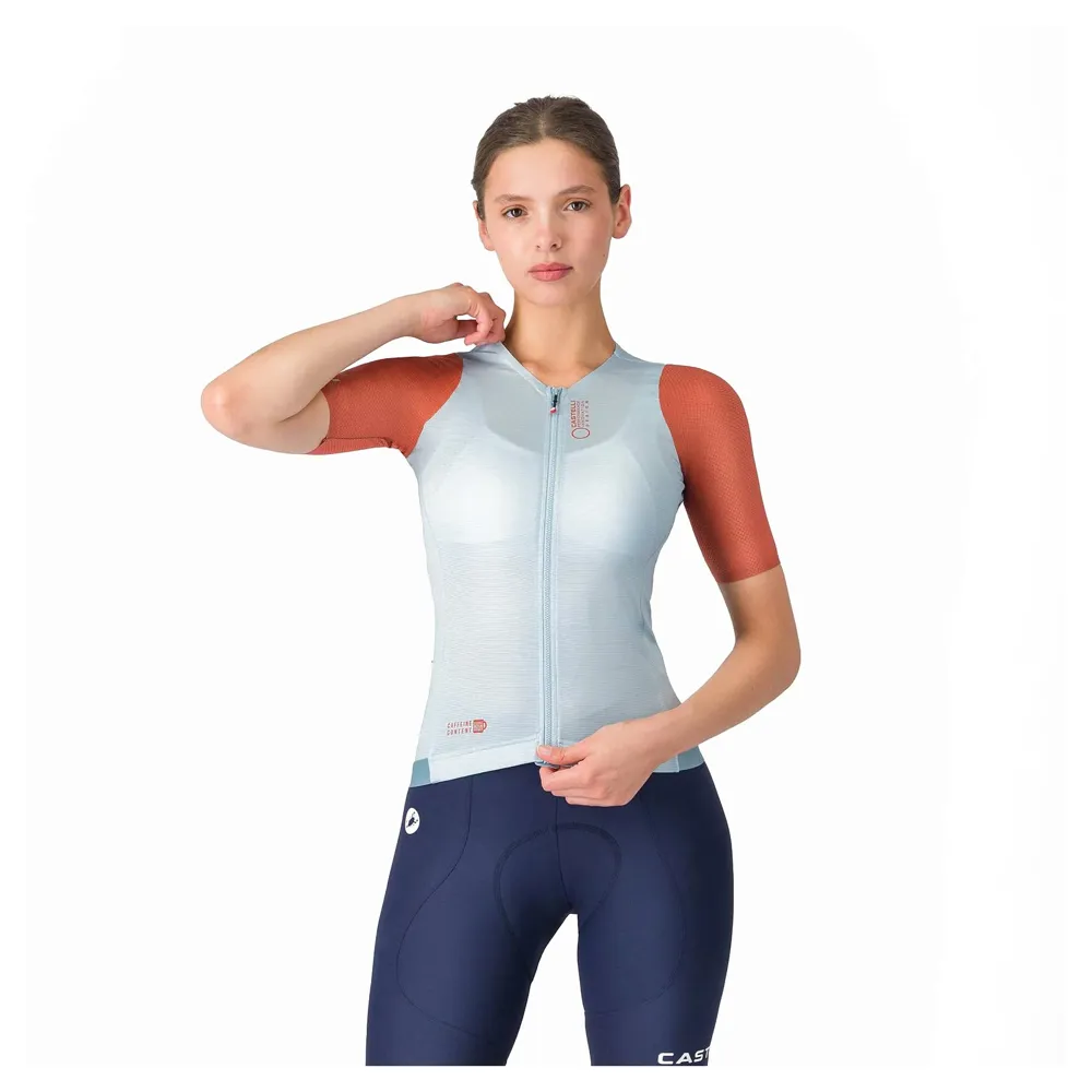 uPRISE Bikes Castelli Corretto Women's Short Sleeve Jersey - Winter Sky/Hot Sauce | Price match, 365 day returns, 18-Month Warranty, Finance Available & Free UK Delivery