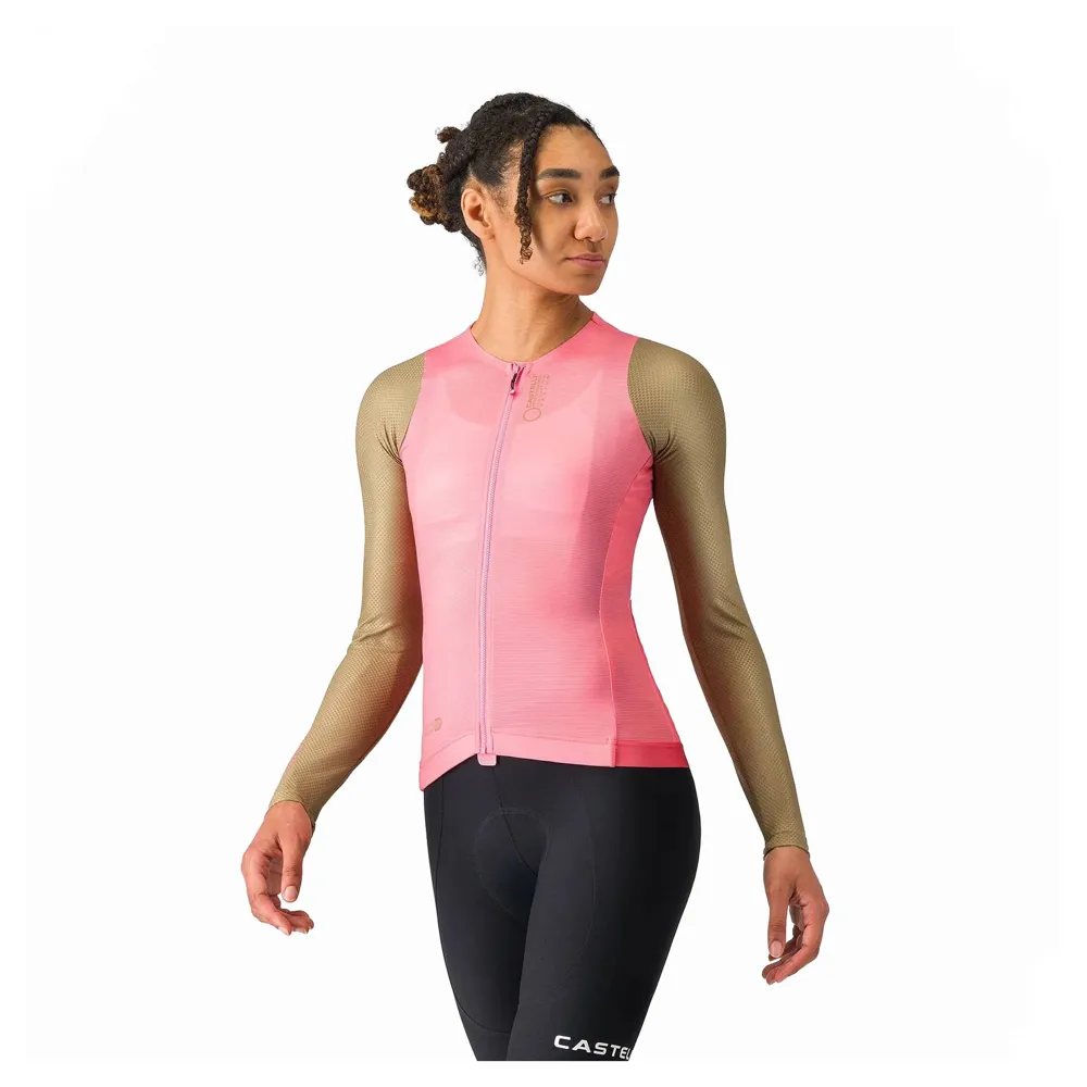 uPRISE Bikes Castelli Corretto Women's Long Sleeve Jersey - Rosa Giro/Elmwood | Price match, 365 day returns, 18-Month Warranty, Finance Available & Free UK Delivery