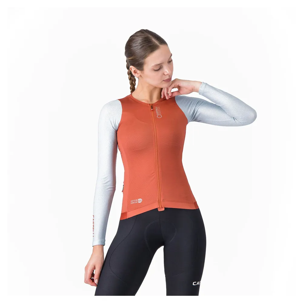 uPRISE Bikes Castelli Corretto Women's Long Sleeve Jersey - Paprika/Winter Sky | Price match, 365 day returns, 18-Month Warranty, Finance Available & Free UK Delivery
