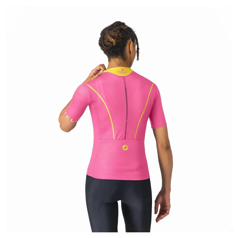 Castelli Anima Flow Women's Short Sleeve Jersey - Rosa Giro/Mango Mojito-1