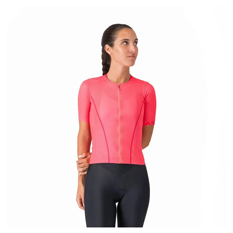 Castelli Anima Flow Women's Short Sleeve Jersey - Brilliant Pink/Hibiscus